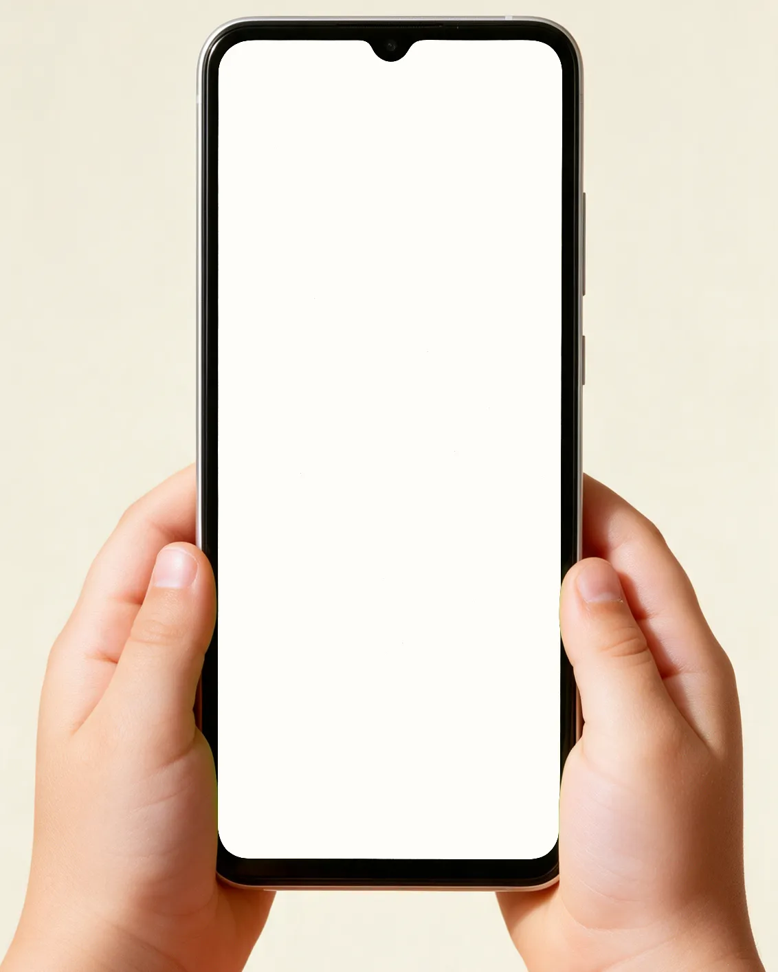 Dziecięce dłonie trzymają telefon z grą Luma